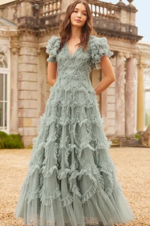 Mummy & Me | Evening Dresses^Needle & Thread Amorette V-Neck Gown Green