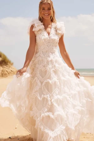 Bridal | Mummy & Me^Needle & Thread Amorette V-Neck Gown Champagne