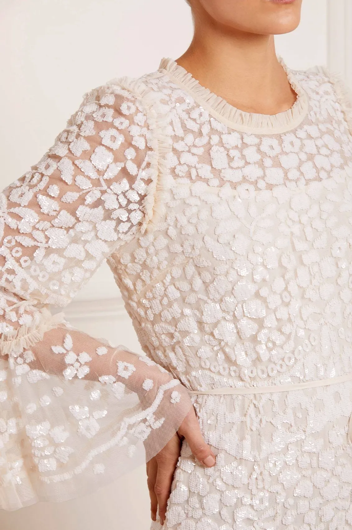 Bridal | Evening Dresses^Needle & Thread Annie Sequin Tiered Ankle Gown Champagne