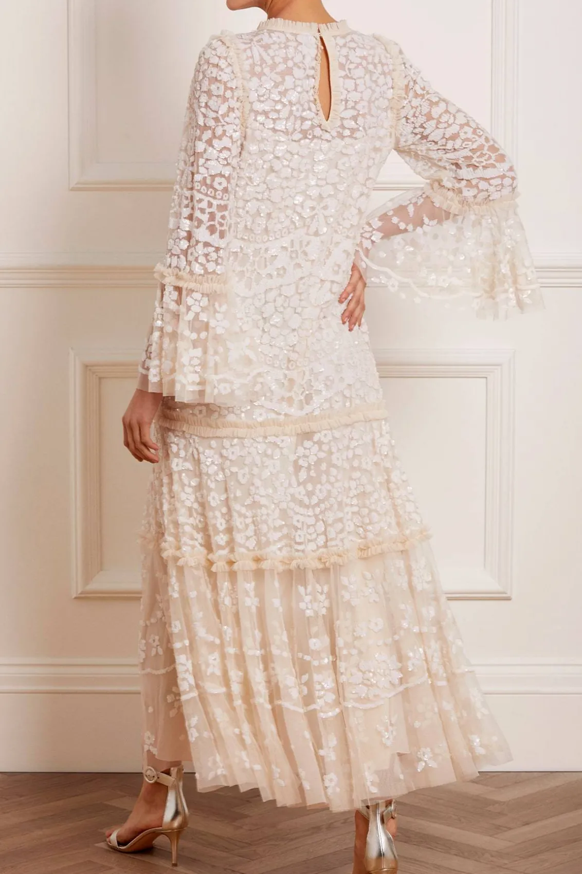 Bridal | Evening Dresses^Needle & Thread Annie Sequin Tiered Ankle Gown Champagne