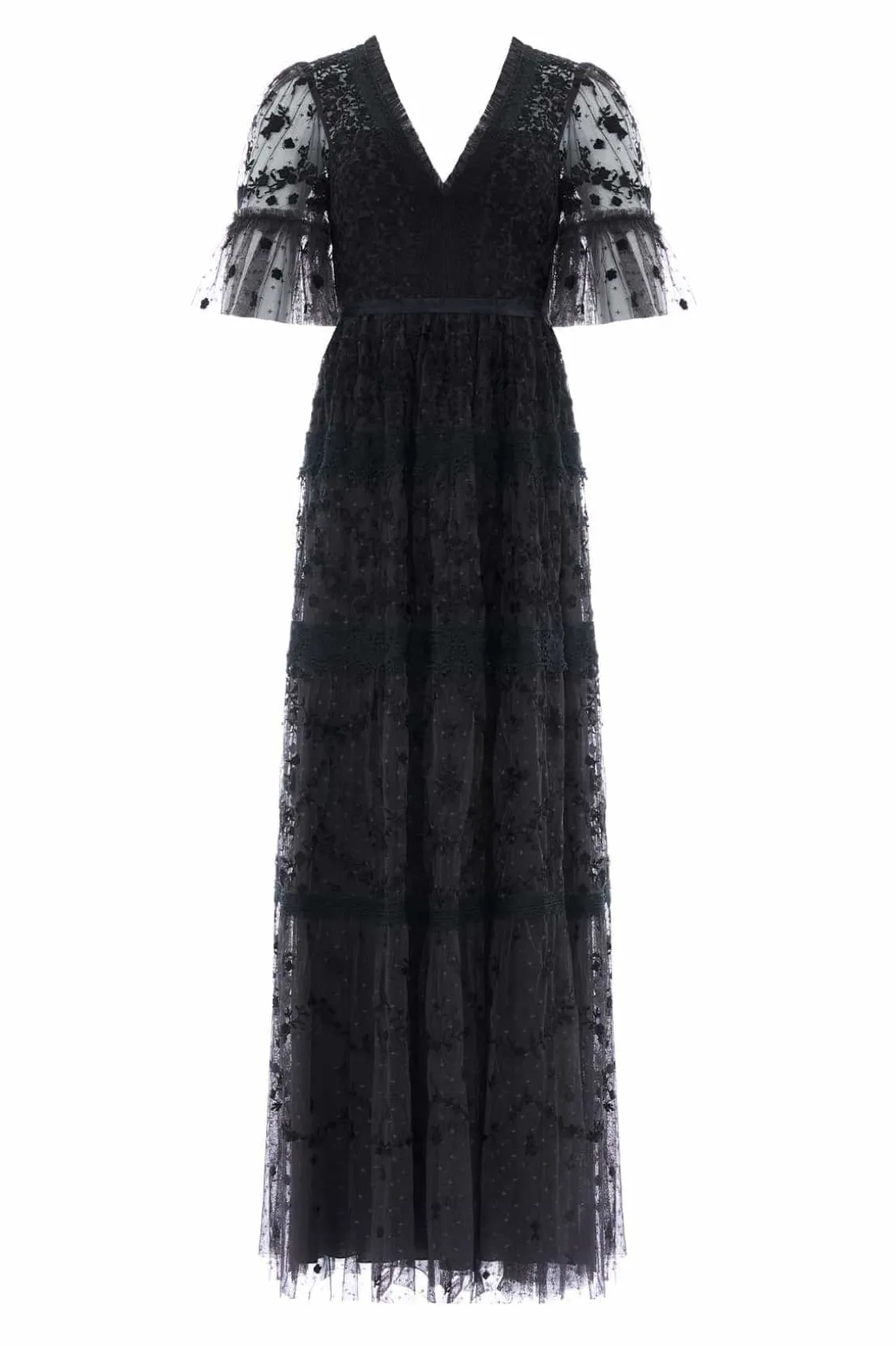 Evening Dresses | Embroidered Dresses^Needle & Thread Araminta Lace Gown Black