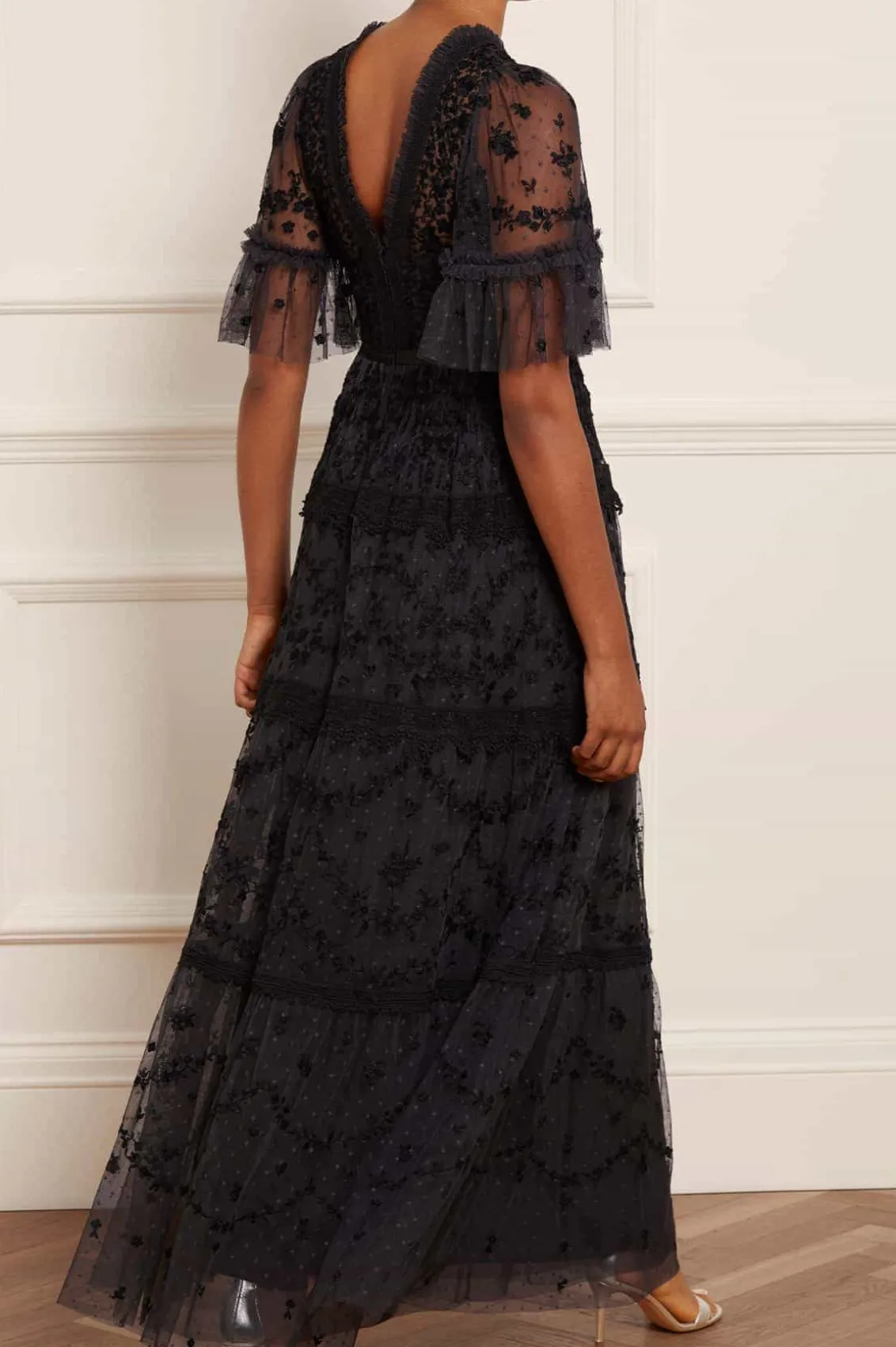 Evening Dresses | Embroidered Dresses^Needle & Thread Araminta Lace Gown Black
