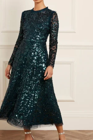 Evening Dresses | Embellished Dresses^Needle & Thread Aurelia Long Sleeve Ballerina Dress Green