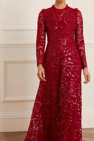 Mummy & Me | Evening Dresses^Needle & Thread Aurelia Long Sleeve Gown Red