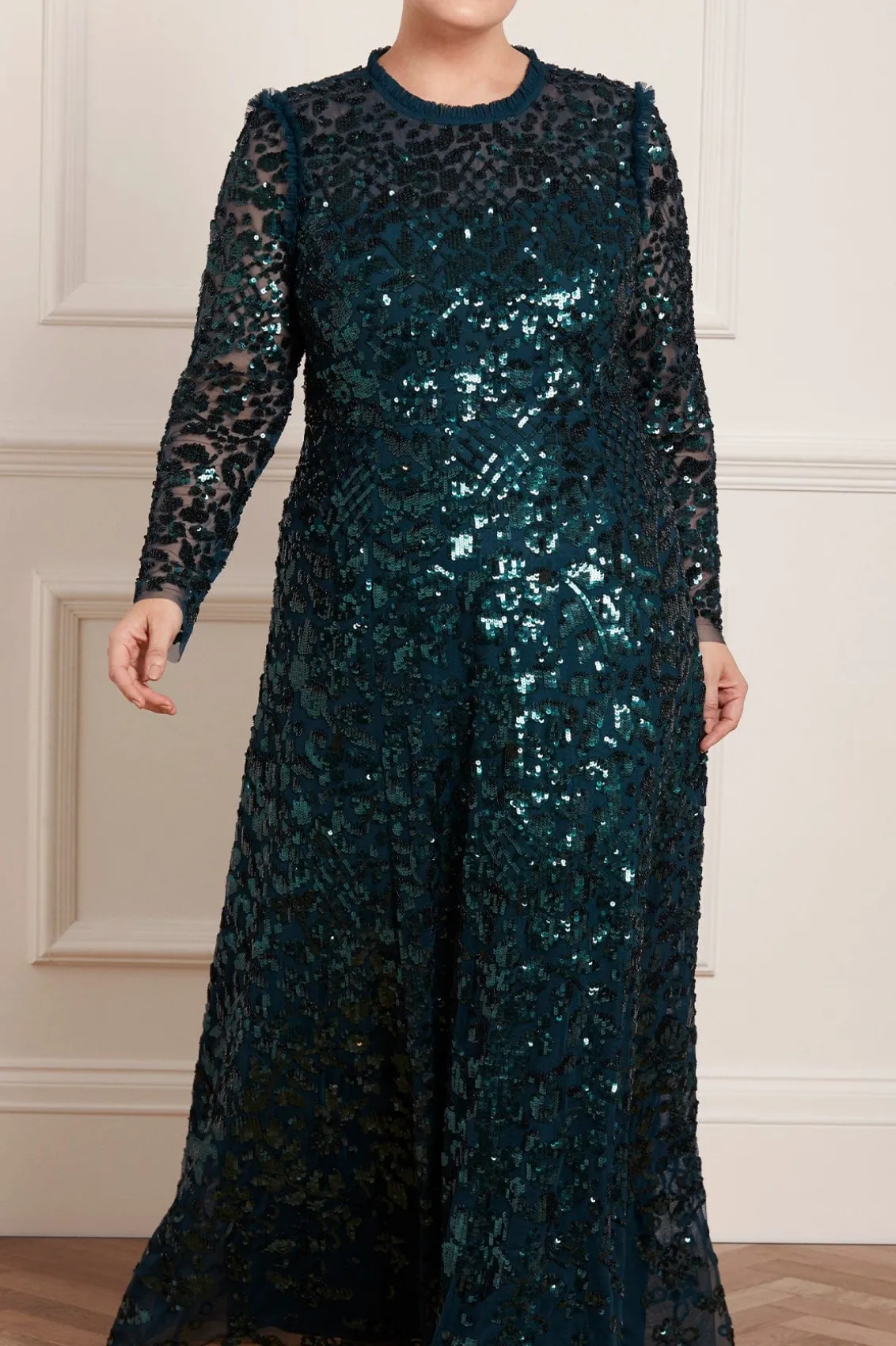 Evening Dresses | Embellished Dresses^Needle & Thread Aurelia Long Sleeve Gown Green