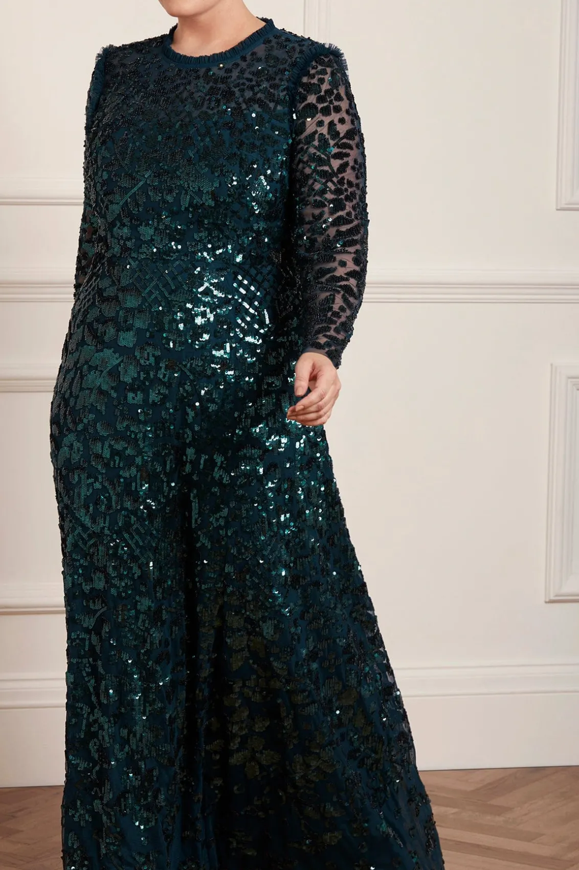 Evening Dresses | Embellished Dresses^Needle & Thread Aurelia Long Sleeve Gown Green