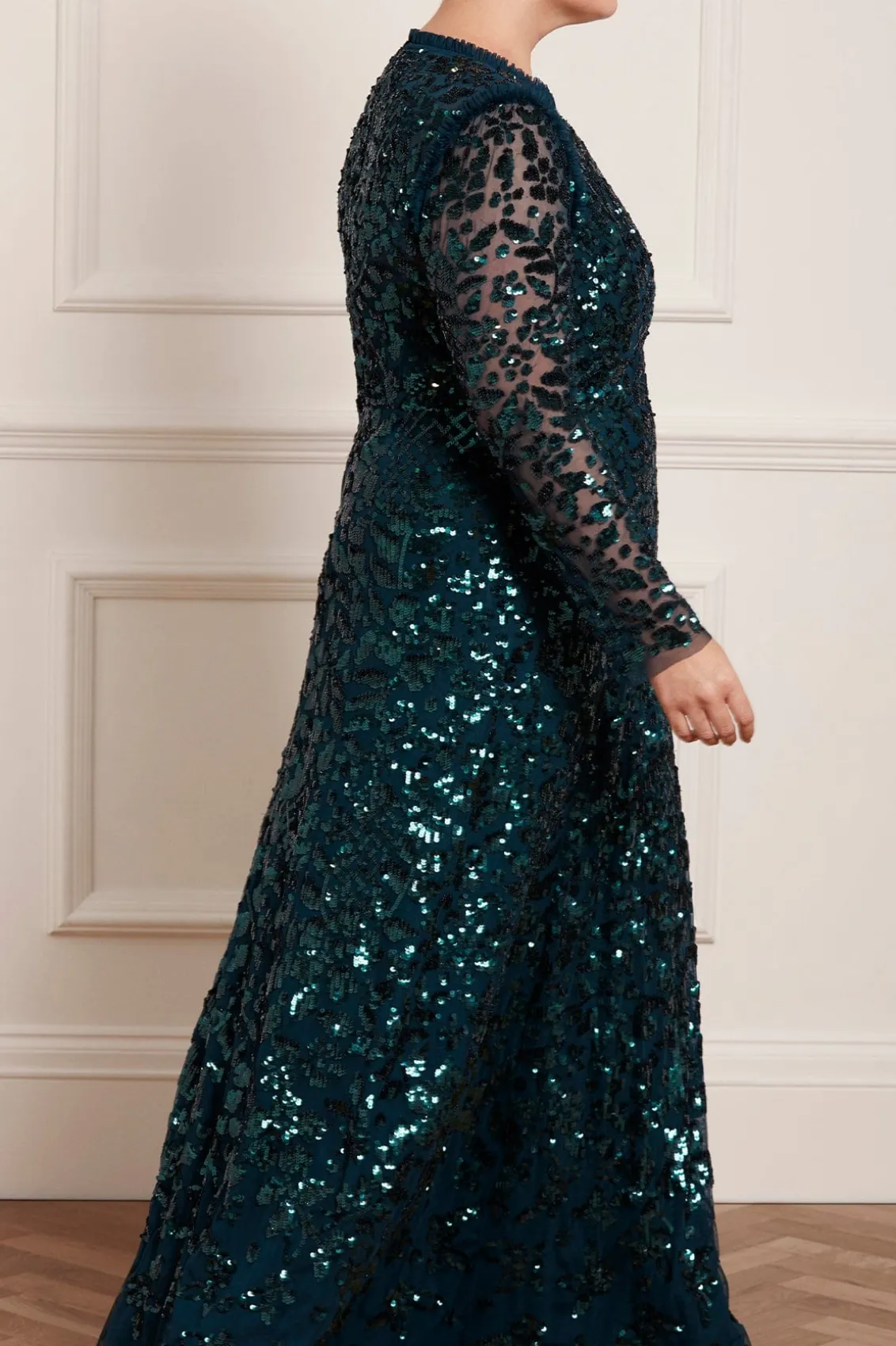 Evening Dresses | Embellished Dresses^Needle & Thread Aurelia Long Sleeve Gown Green