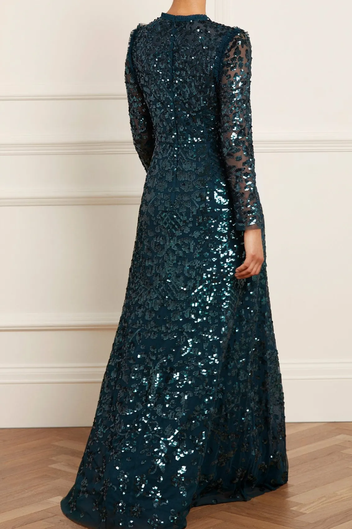 Evening Dresses | Embellished Dresses^Needle & Thread Aurelia Long Sleeve Gown Green