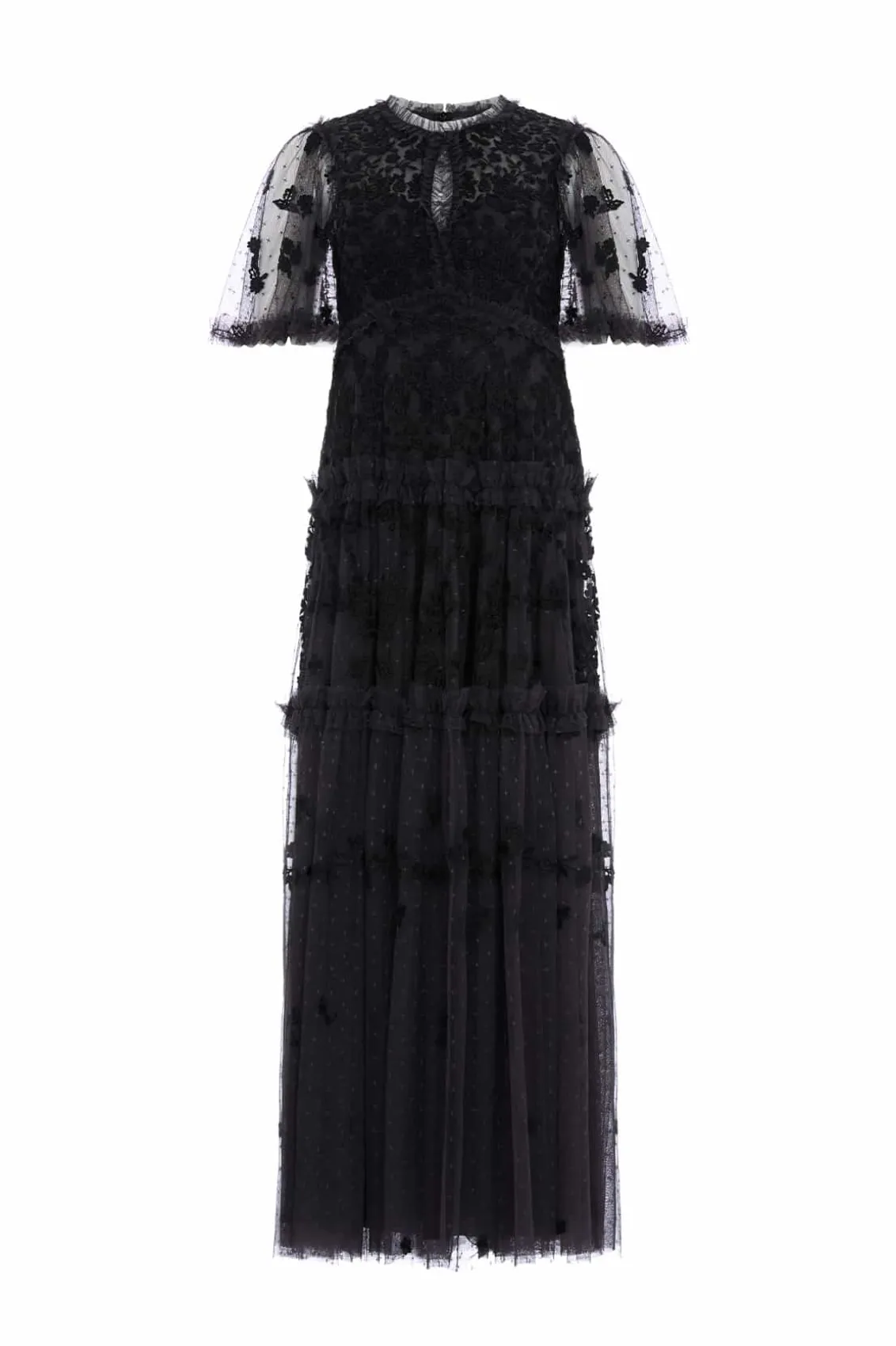 Evening Dresses | Embroidered Dresses^Needle & Thread Autumn Lace Ankle Gown Black