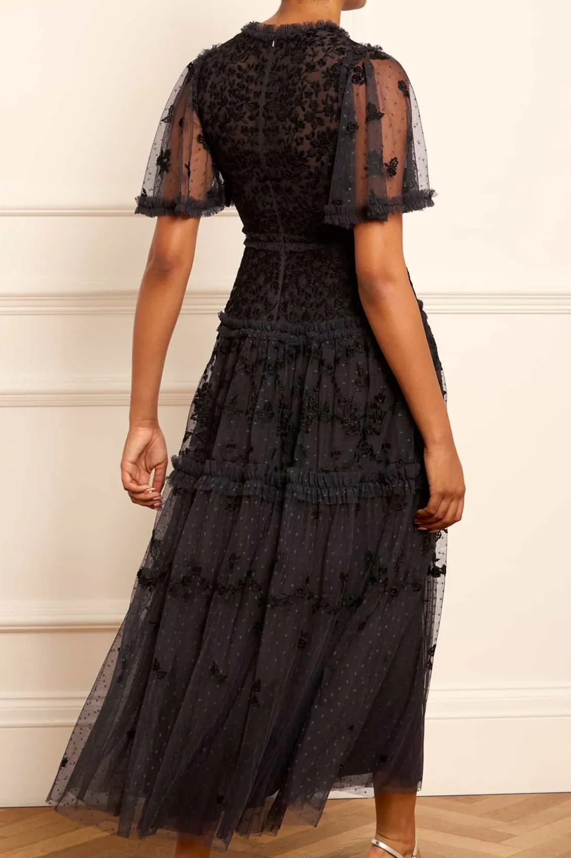 Evening Dresses | Embroidered Dresses^Needle & Thread Autumn Lace Ankle Gown Black