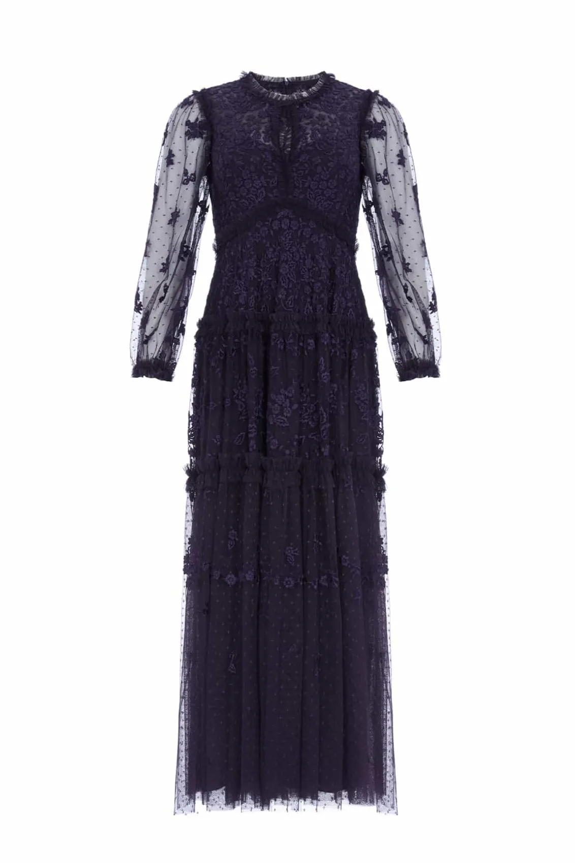 Evening Dresses | Embroidered Dresses^Needle & Thread Autumn Lace Long Sleeve Ankle Gown Blue