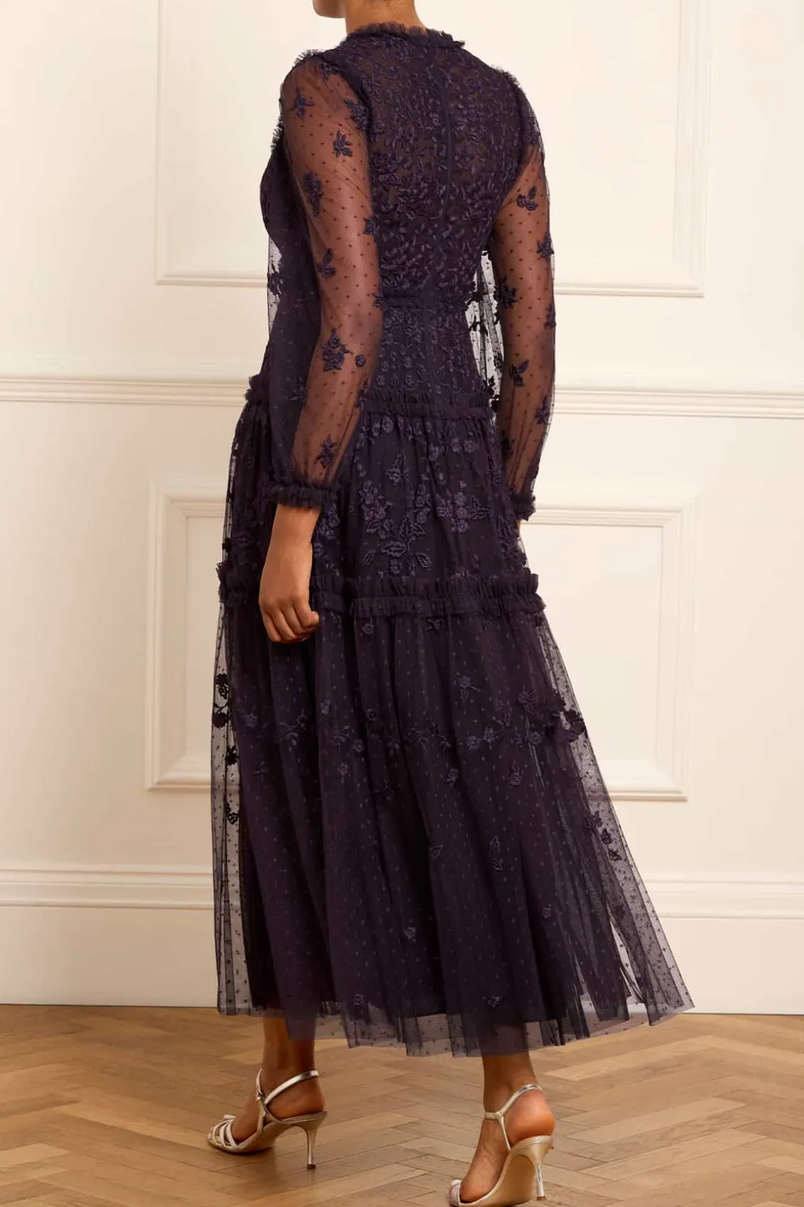 Evening Dresses | Embroidered Dresses^Needle & Thread Autumn Lace Long Sleeve Ankle Gown Blue