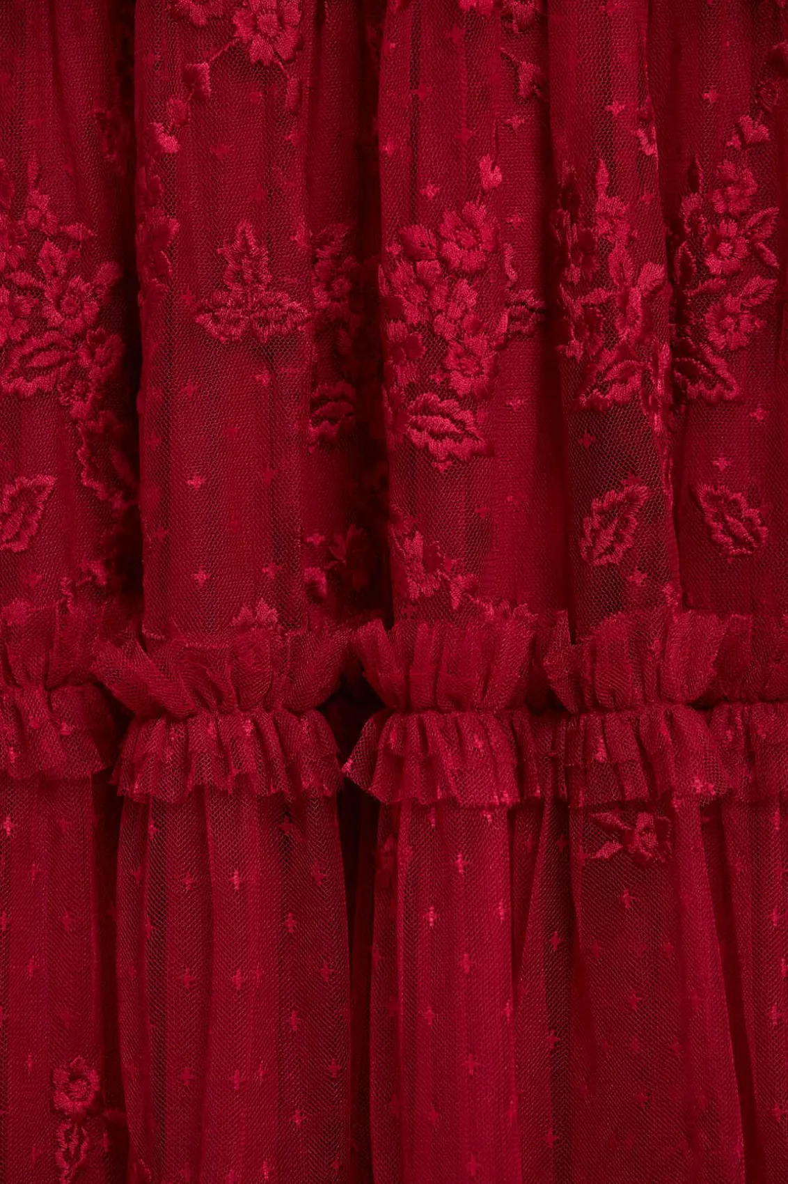 Evening Dresses | Embroidered Dresses^Needle & Thread Autumn Lace Long Sleeve Ankle Gown Red