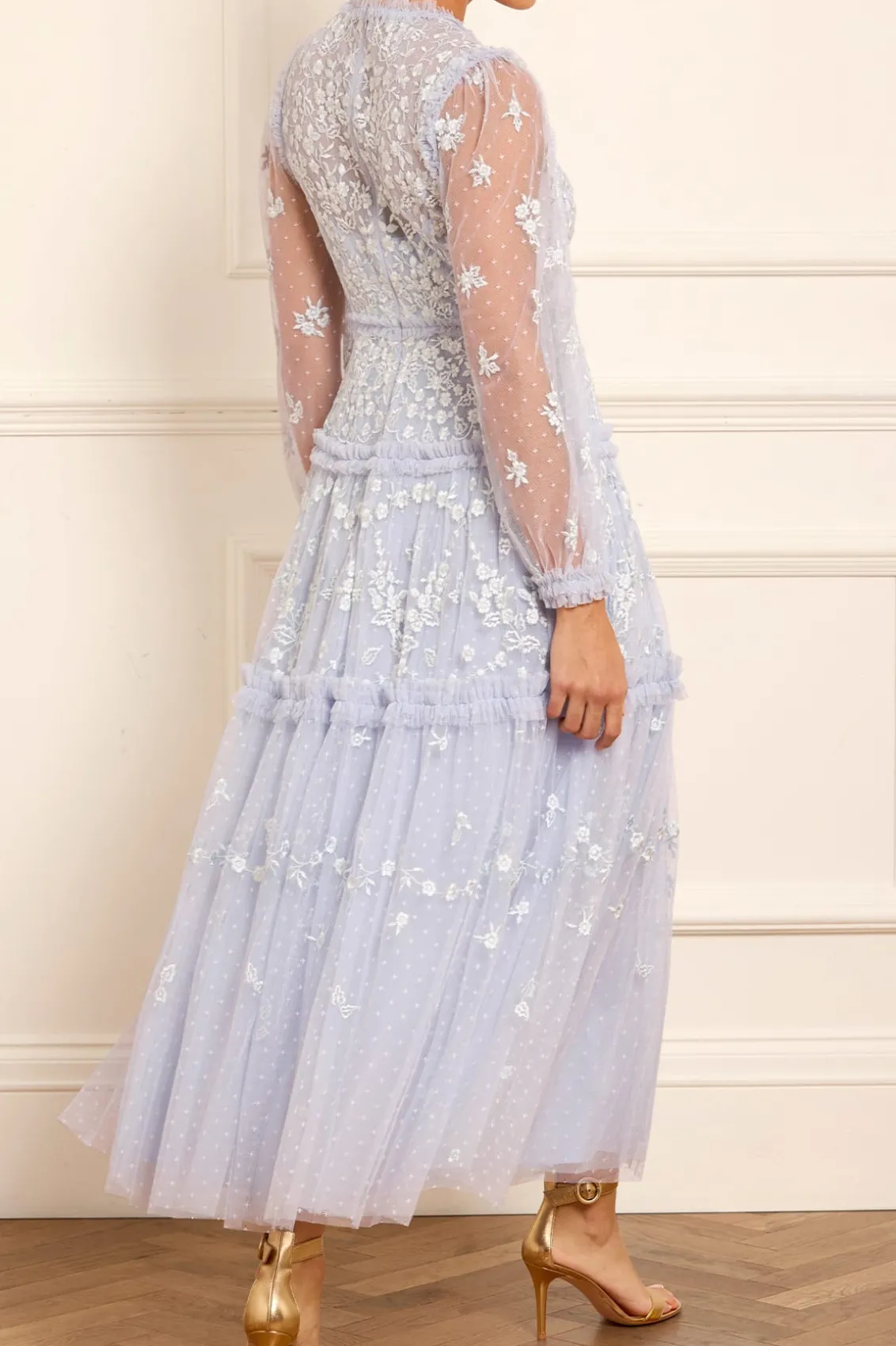 Evening Dresses | Embroidered Dresses^Needle & Thread Autumn Lace Long Sleeve Ankle Gown Blue