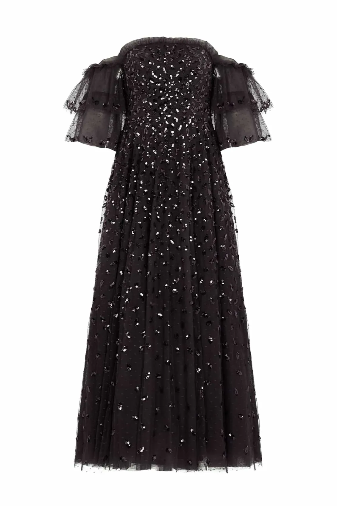 Evening Dresses | Embellished Dresses^Needle & Thread Autumn Leaves Off-Shoulder Ankle Gown Black