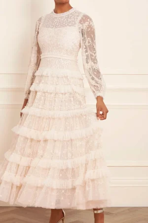 Wedding Wardrobe | Bridal^Needle & Thread Blossom Lace Ankle Gown Champagne