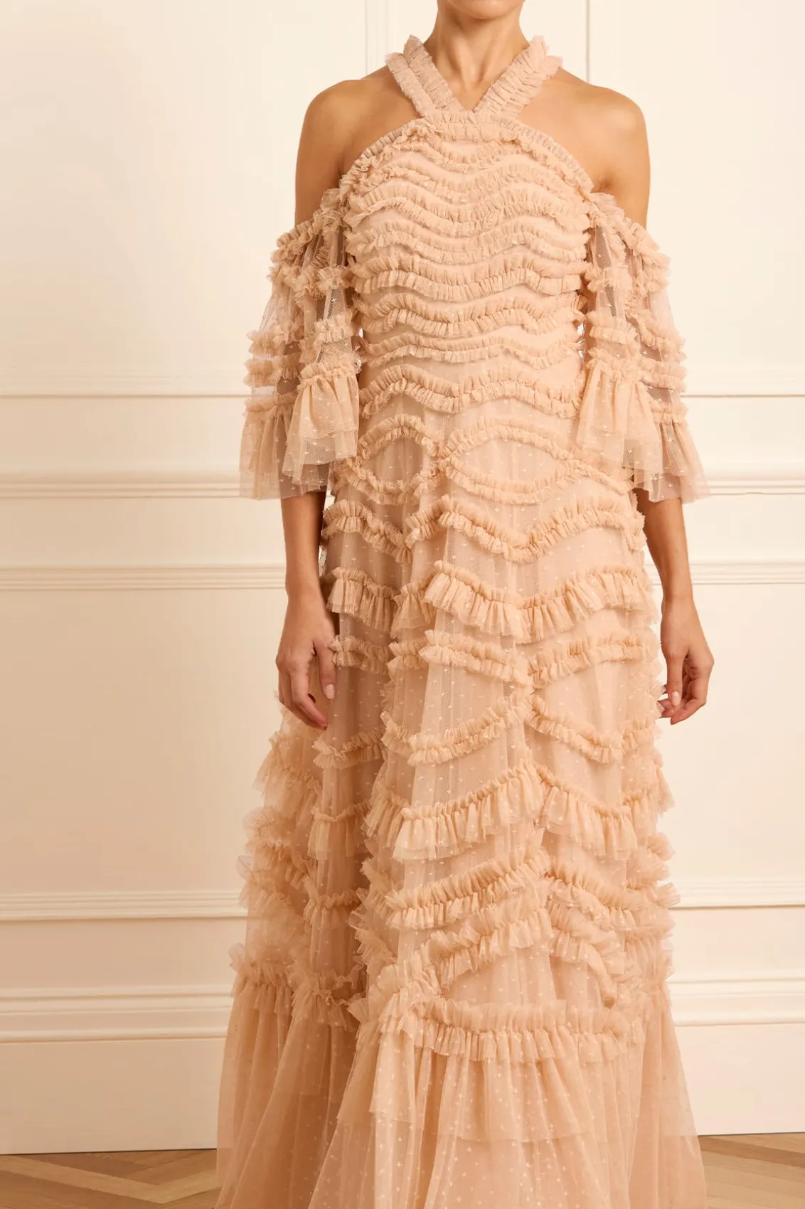 Evening Dresses | Responsibly Sourced^Needle & Thread Bronte Off-Shoulder Gown Gold