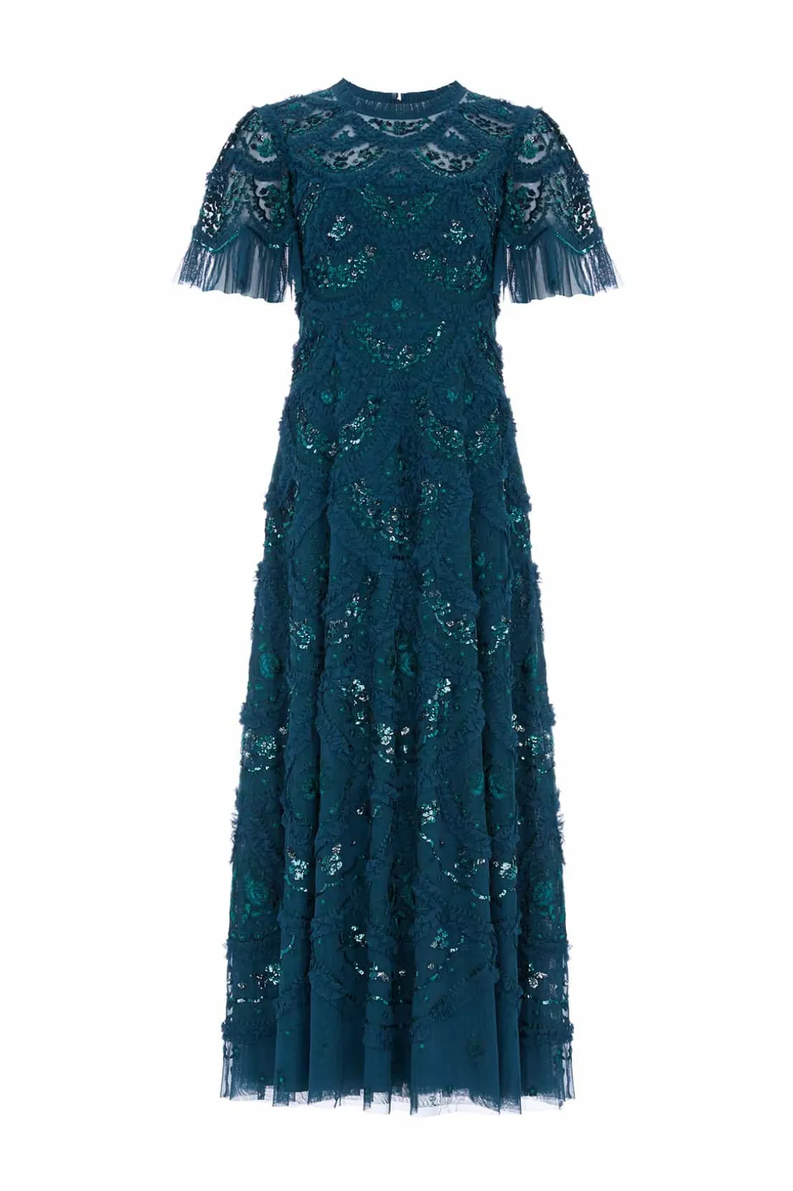 Evening Dresses | Embroidered Dresses^Needle & Thread Carmen Ruffle Ankle Gown Green