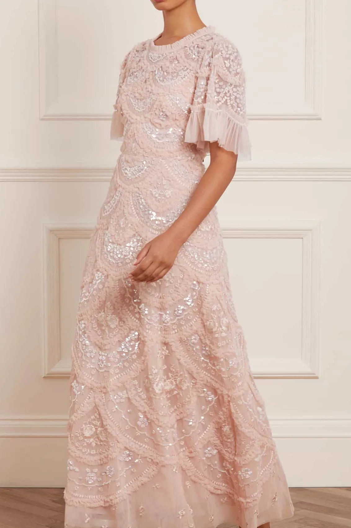 Embroidered Dresses | Embellished Dresses^Needle & Thread Carmen Ruffle Ankle Gown Pink