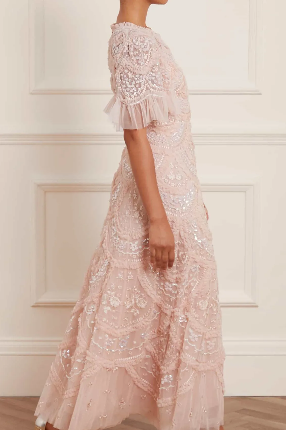 Embroidered Dresses | Embellished Dresses^Needle & Thread Carmen Ruffle Ankle Gown Pink