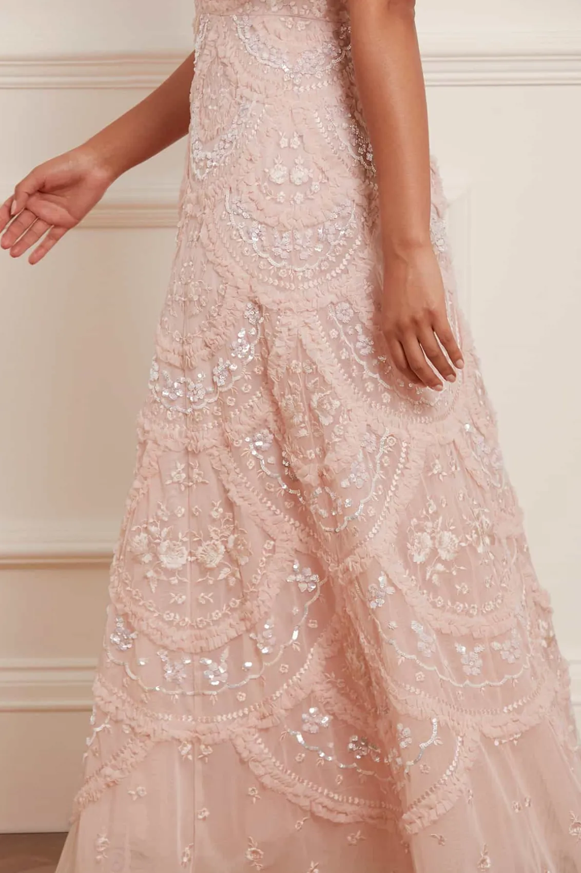 Embroidered Dresses | Embellished Dresses^Needle & Thread Carmen Ruffle Ankle Gown Pink