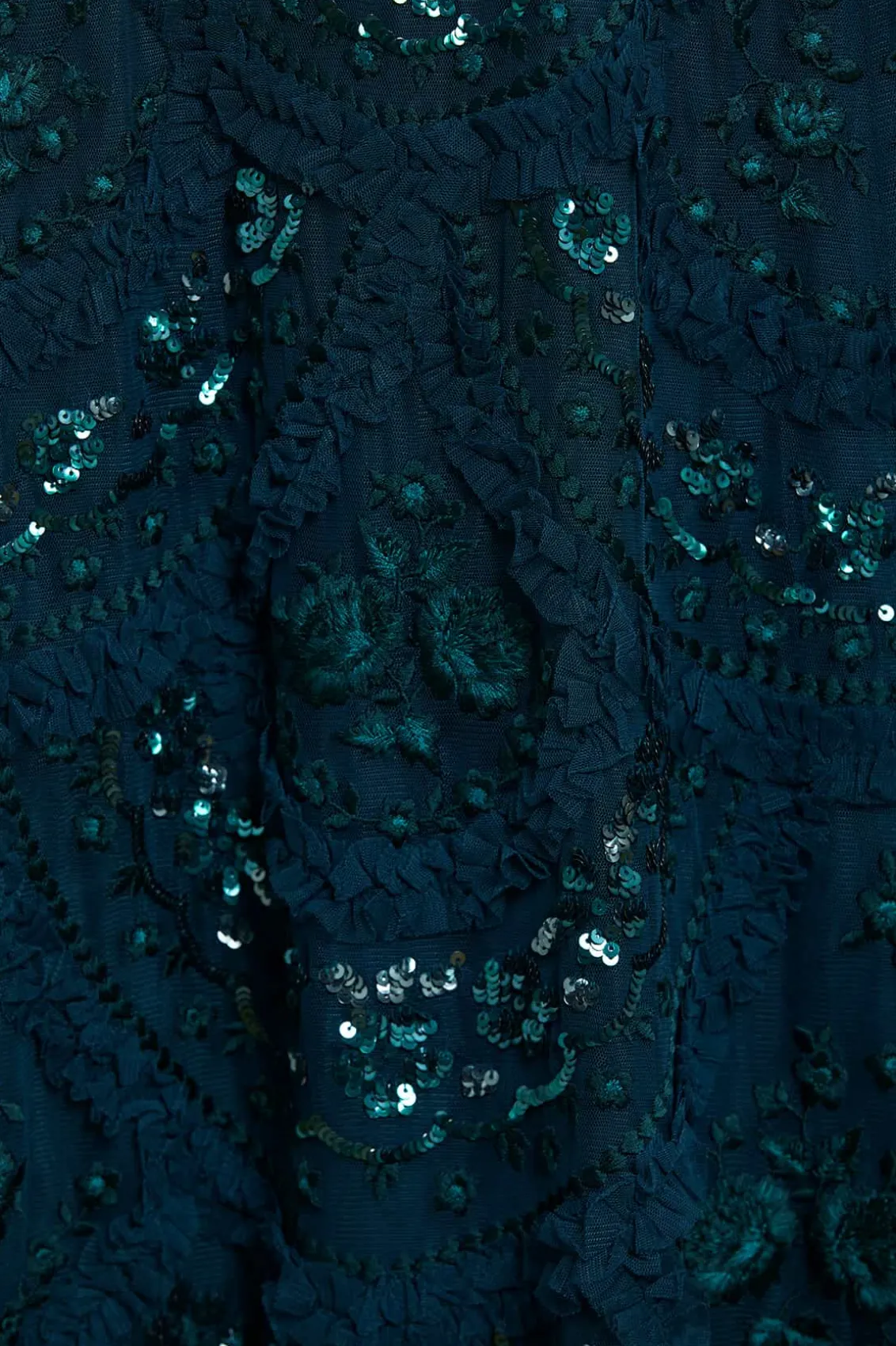 Evening Dresses | Embroidered Dresses^Needle & Thread Carmen Ruffle Ankle Gown Green