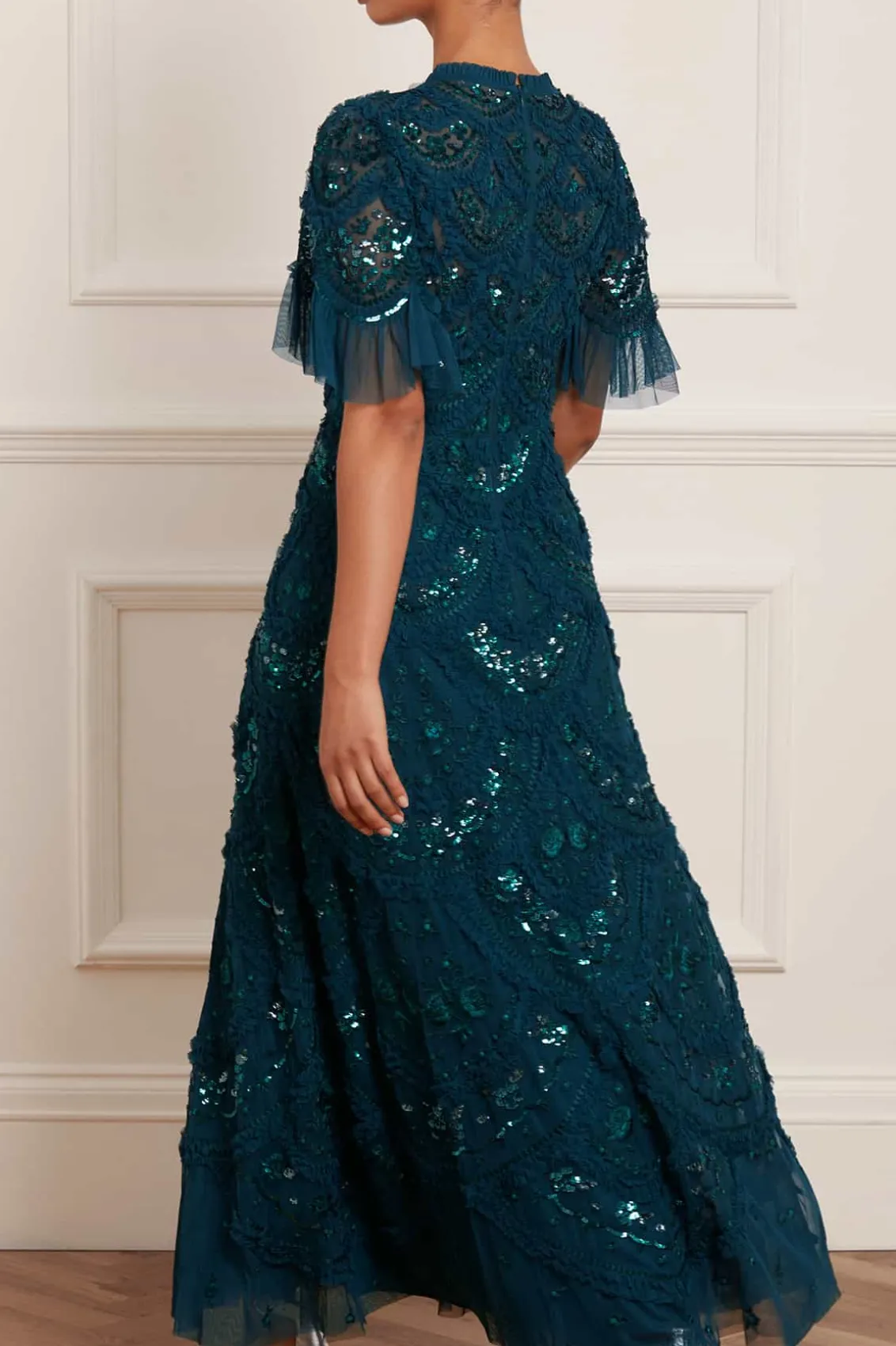 Evening Dresses | Embroidered Dresses^Needle & Thread Carmen Ruffle Ankle Gown Green