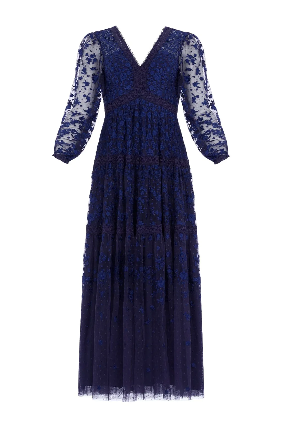 Embroidered Dresses | Responsibly Sourced^Needle & Thread Celestia Ribbon Ankle Gown Blue