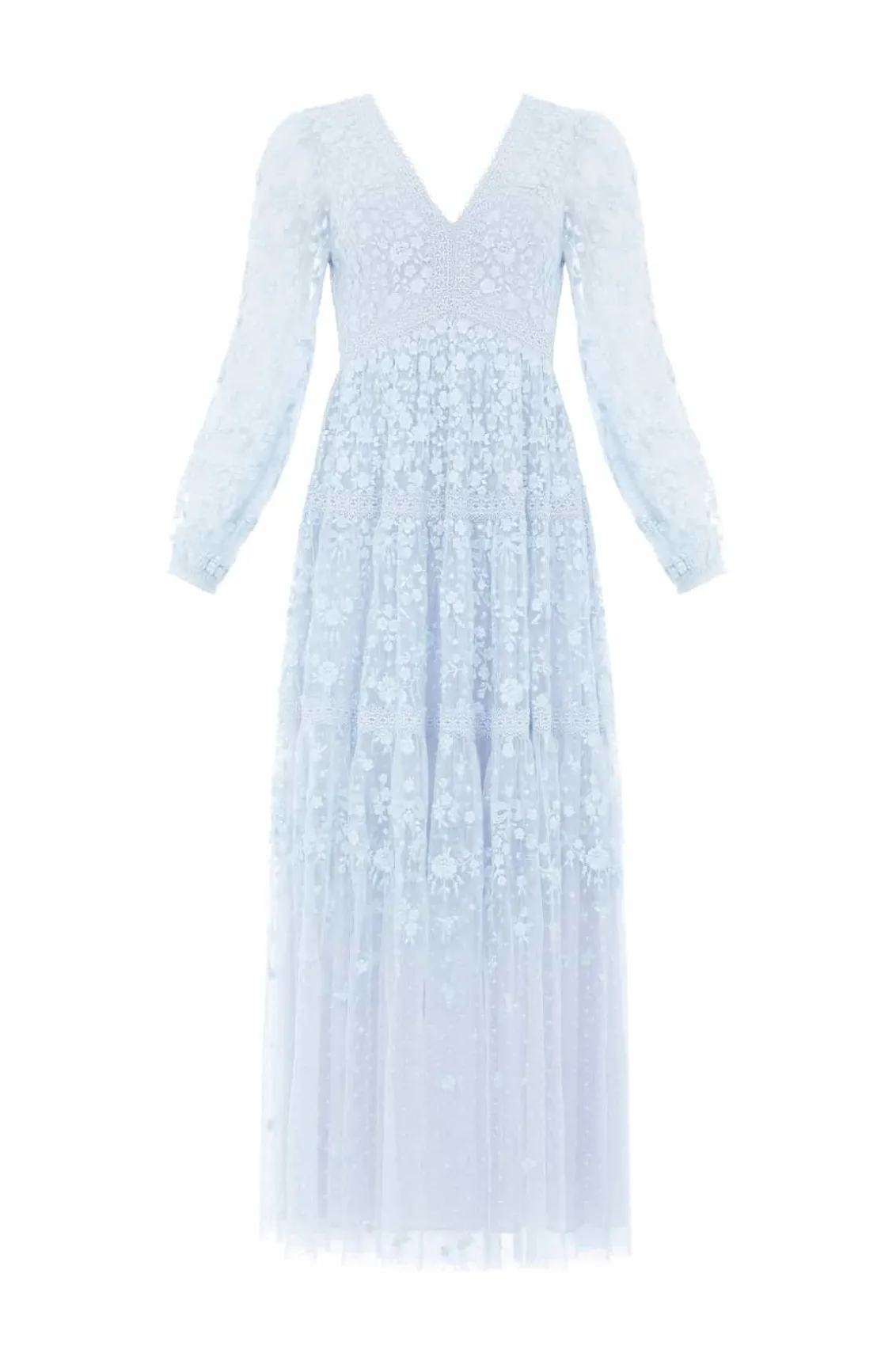 Embroidered Dresses | Responsibly Sourced^Needle & Thread Celestia Ribbon Ankle Gown Blue