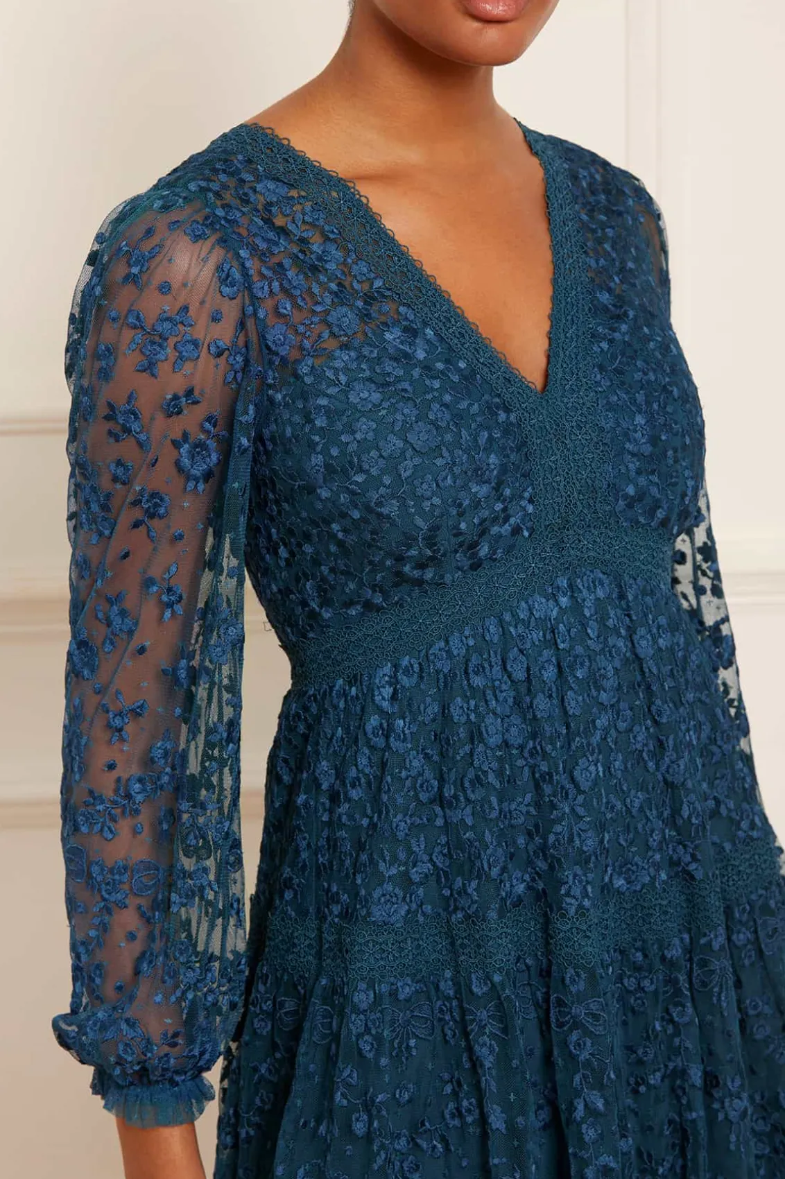 Embroidered Dresses | Responsibly Sourced^Needle & Thread Celestia Ribbon Ankle Gown Blue