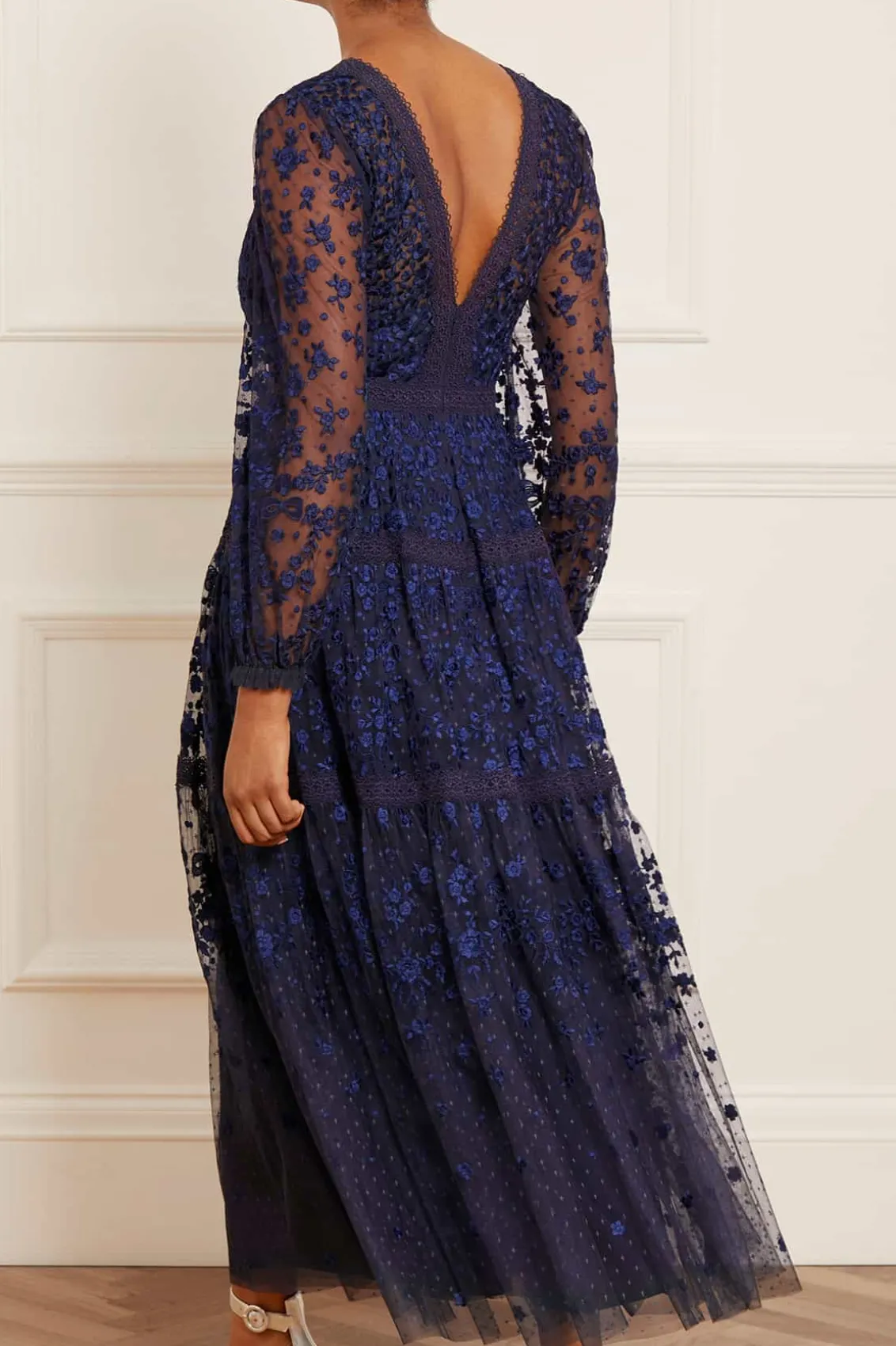 Embroidered Dresses | Responsibly Sourced^Needle & Thread Celestia Ribbon Ankle Gown Blue
