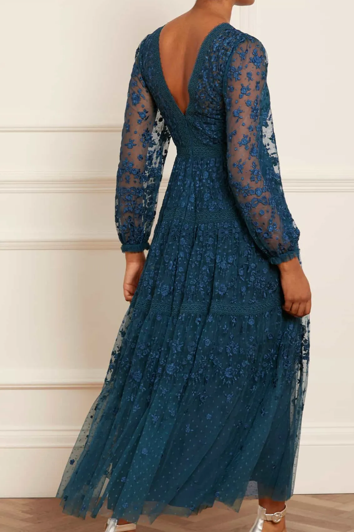 Embroidered Dresses | Responsibly Sourced^Needle & Thread Celestia Ribbon Ankle Gown Blue