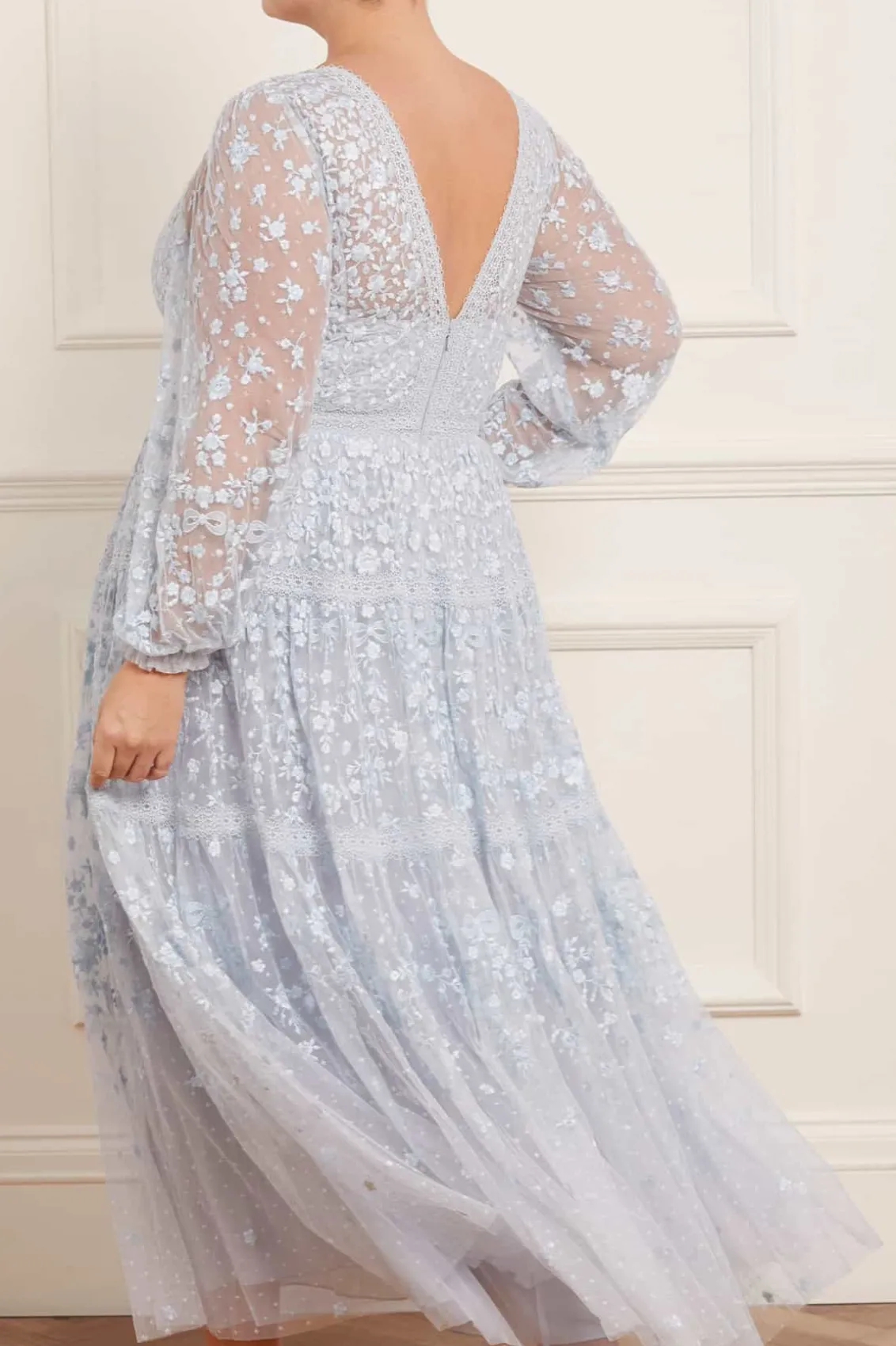 Embroidered Dresses | Responsibly Sourced^Needle & Thread Celestia Ribbon Ankle Gown Blue