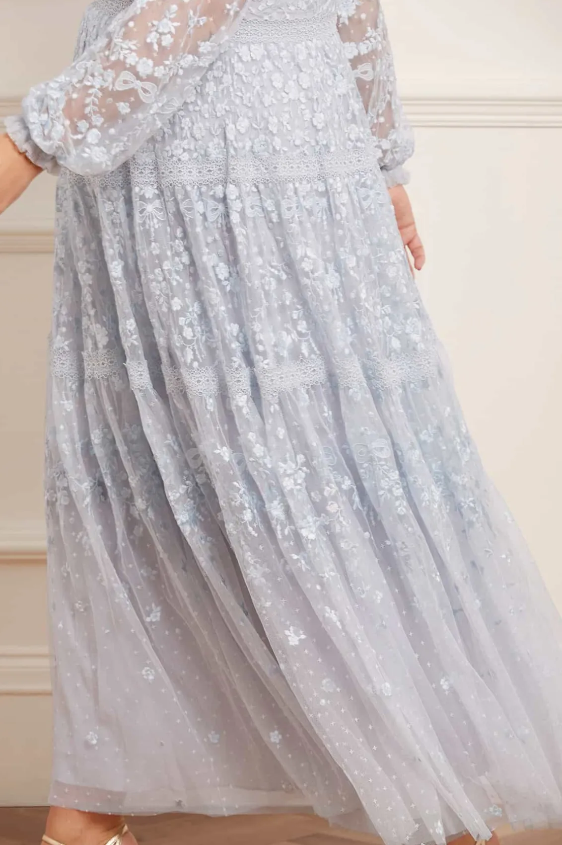 Embroidered Dresses | Responsibly Sourced^Needle & Thread Celestia Ribbon Ankle Gown Blue