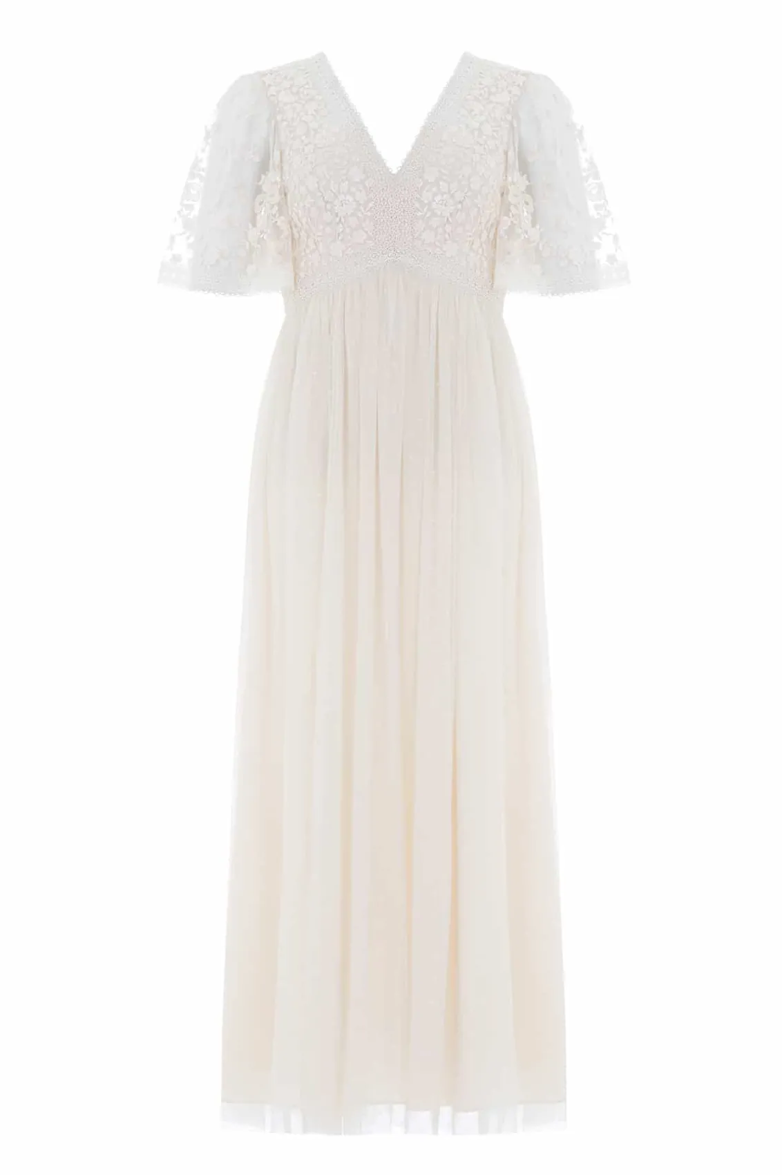 Bridal | Responsibly Sourced^Needle & Thread Celestia Ribbon Bodice Ankle Gown Champagne