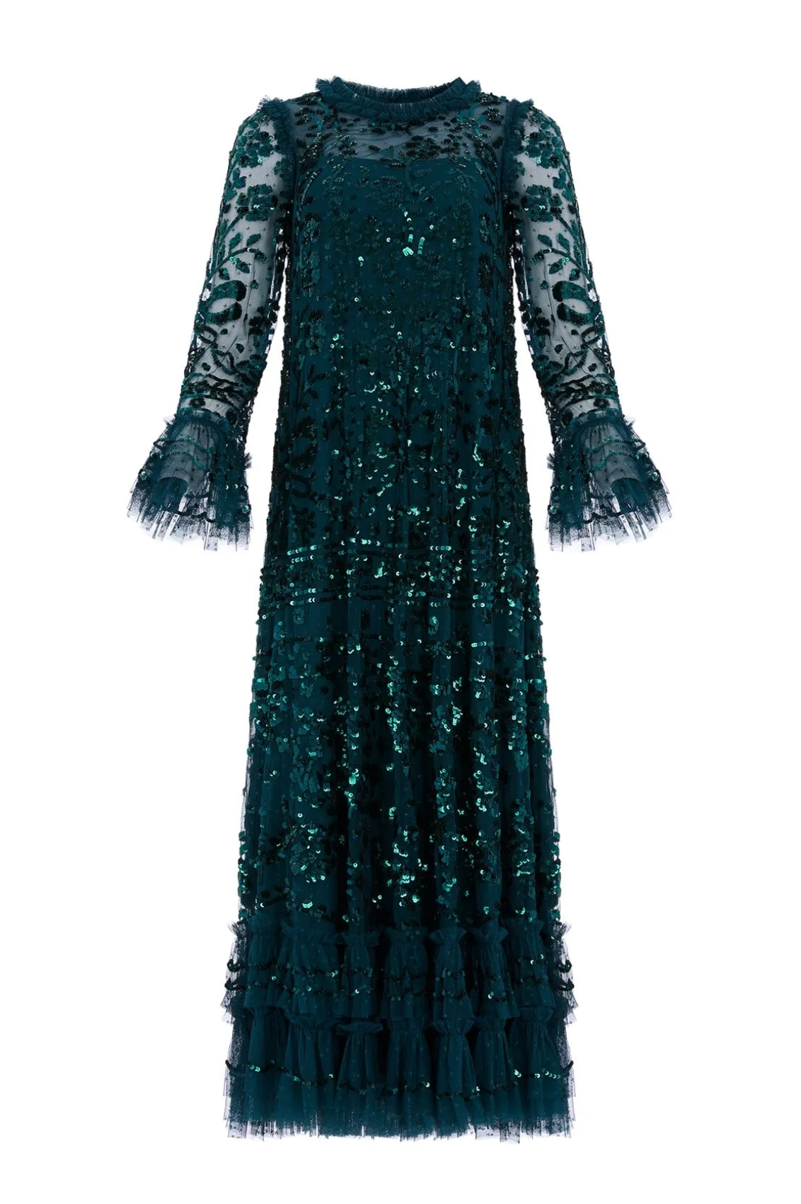 Evening Dresses | Embellished Dresses^Needle & Thread Celia Long Sleeve Ankle Gown Green