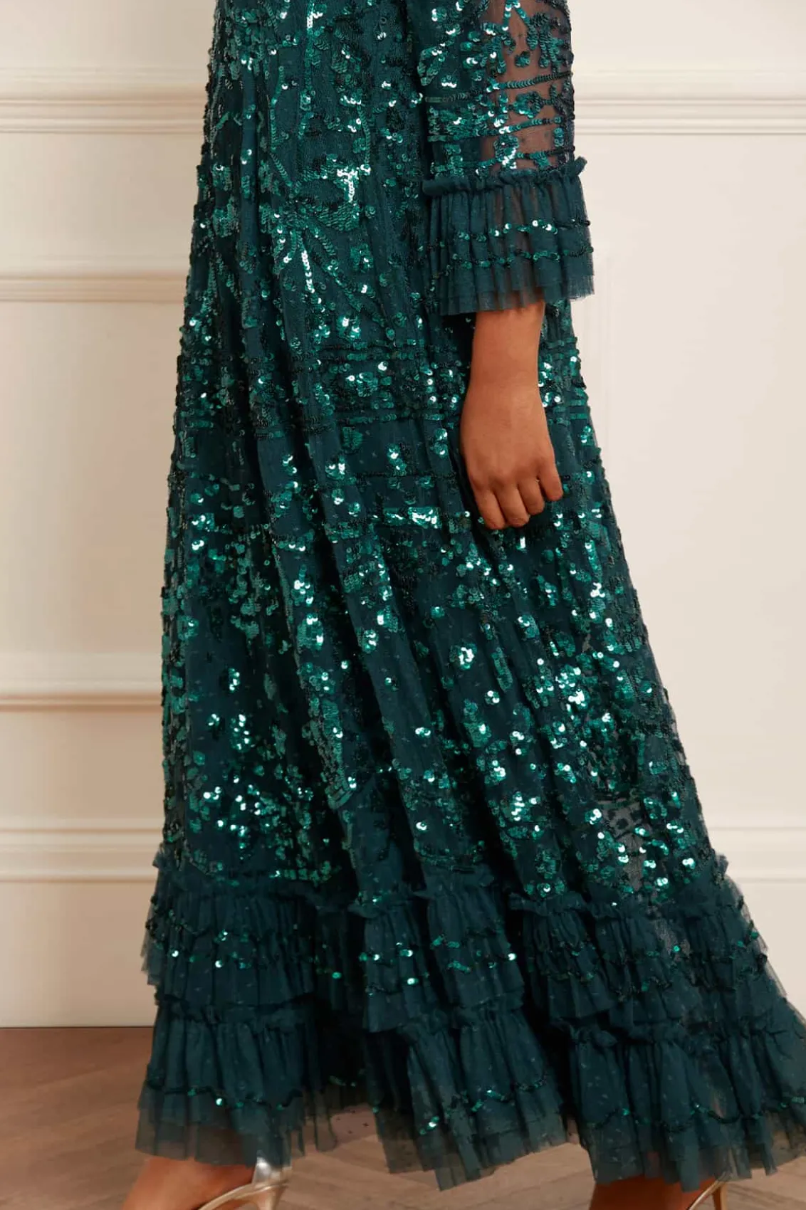Evening Dresses | Embellished Dresses^Needle & Thread Celia Long Sleeve Ankle Gown Green