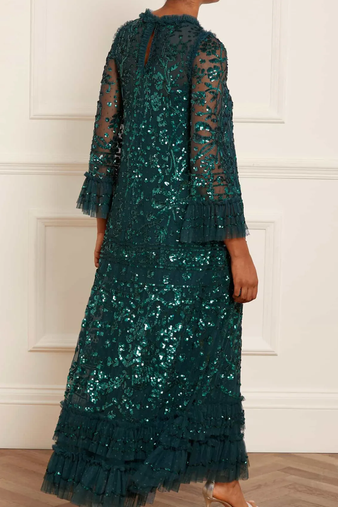 Evening Dresses | Embellished Dresses^Needle & Thread Celia Long Sleeve Ankle Gown Green