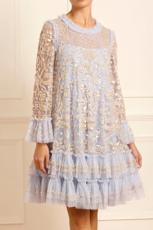 Wedding Guest | Evening Dresses^Needle & Thread Celia Long Sleeve Mini Dress Blue