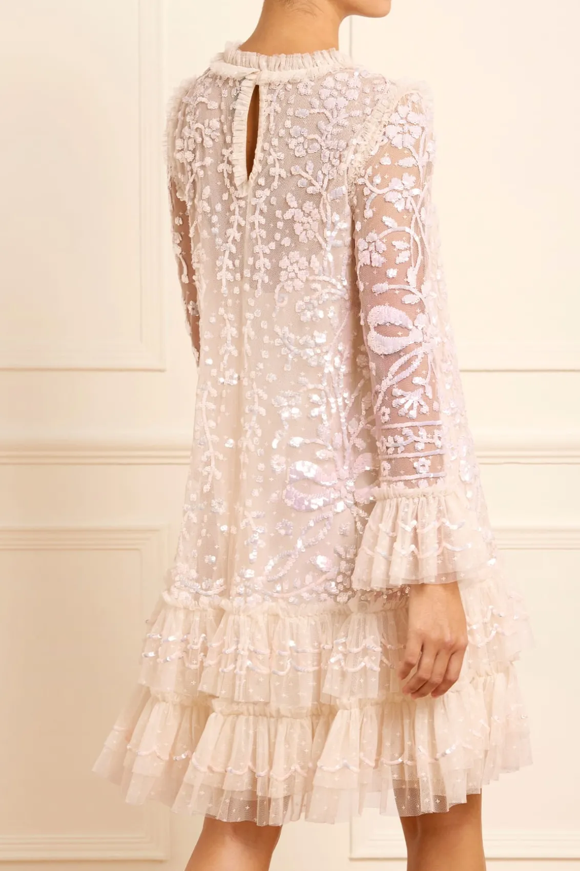 Wedding Wardrobe | Evening Dresses^Needle & Thread Celia Long Sleeve Mini Dress Champagne