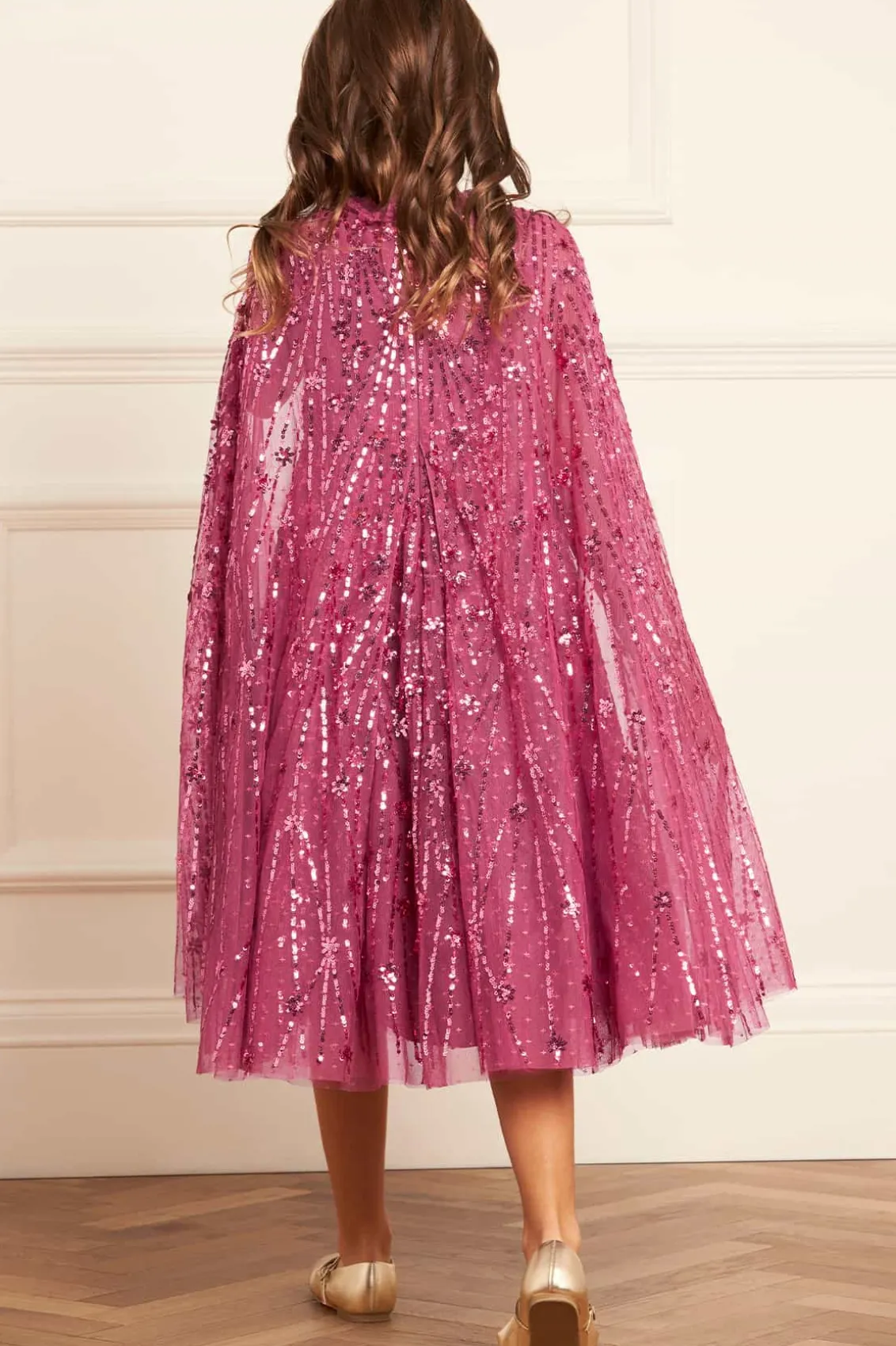Kids Embellished Dresses | Kids Responsibly Sourced^Needle & Thread Comet Cape Kids Dress Pink