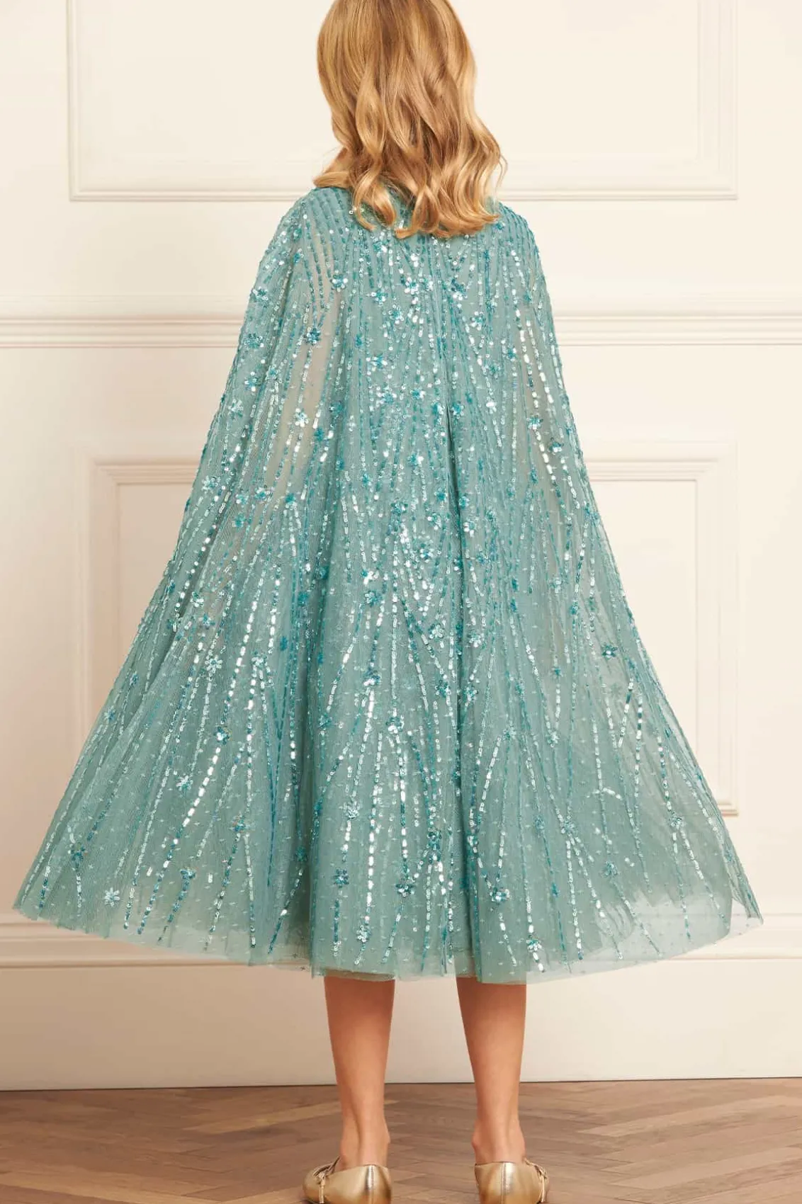 Mummy & Me | Kids Embellished Dresses^Needle & Thread Comet Cape Kids Dress Green