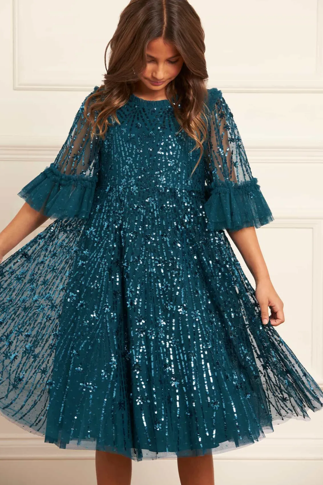 Kids Embellished Dresses | Kids Responsibly Sourced^Needle & Thread Comet Kids Dress Blue