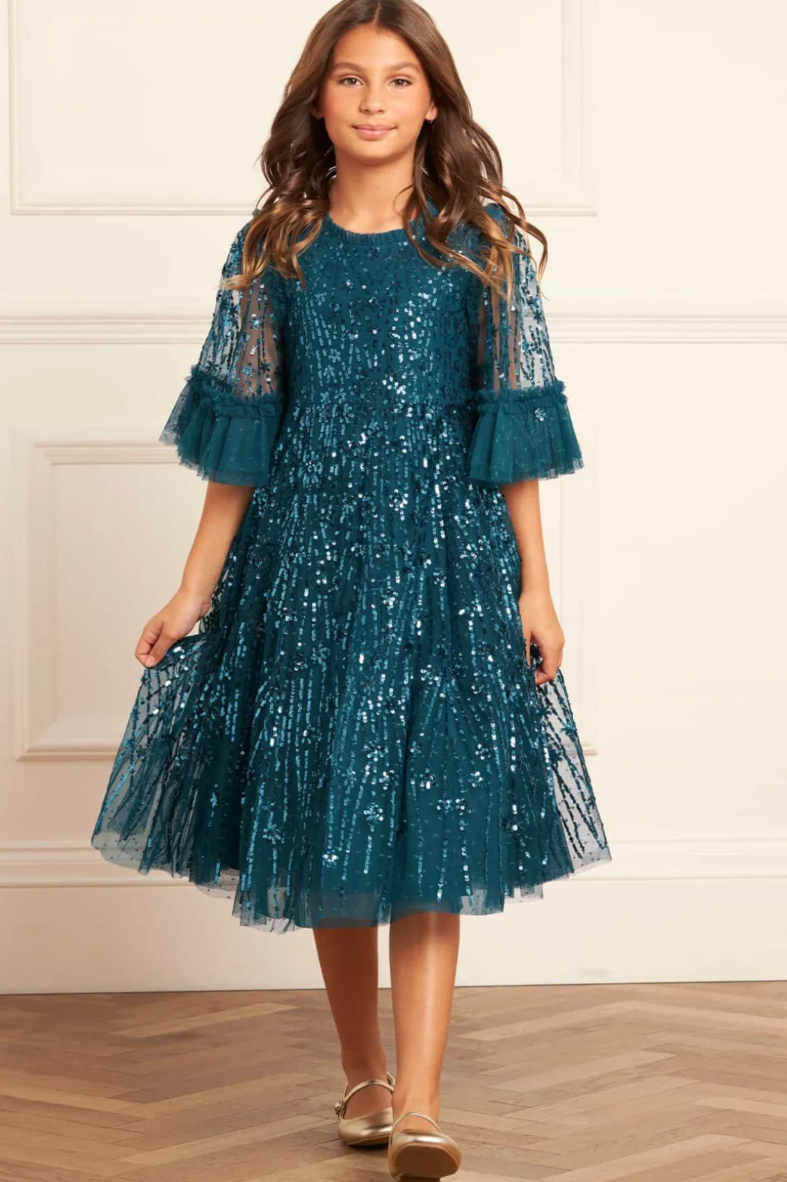 Kids Embellished Dresses | Kids Responsibly Sourced^Needle & Thread Comet Kids Dress Blue