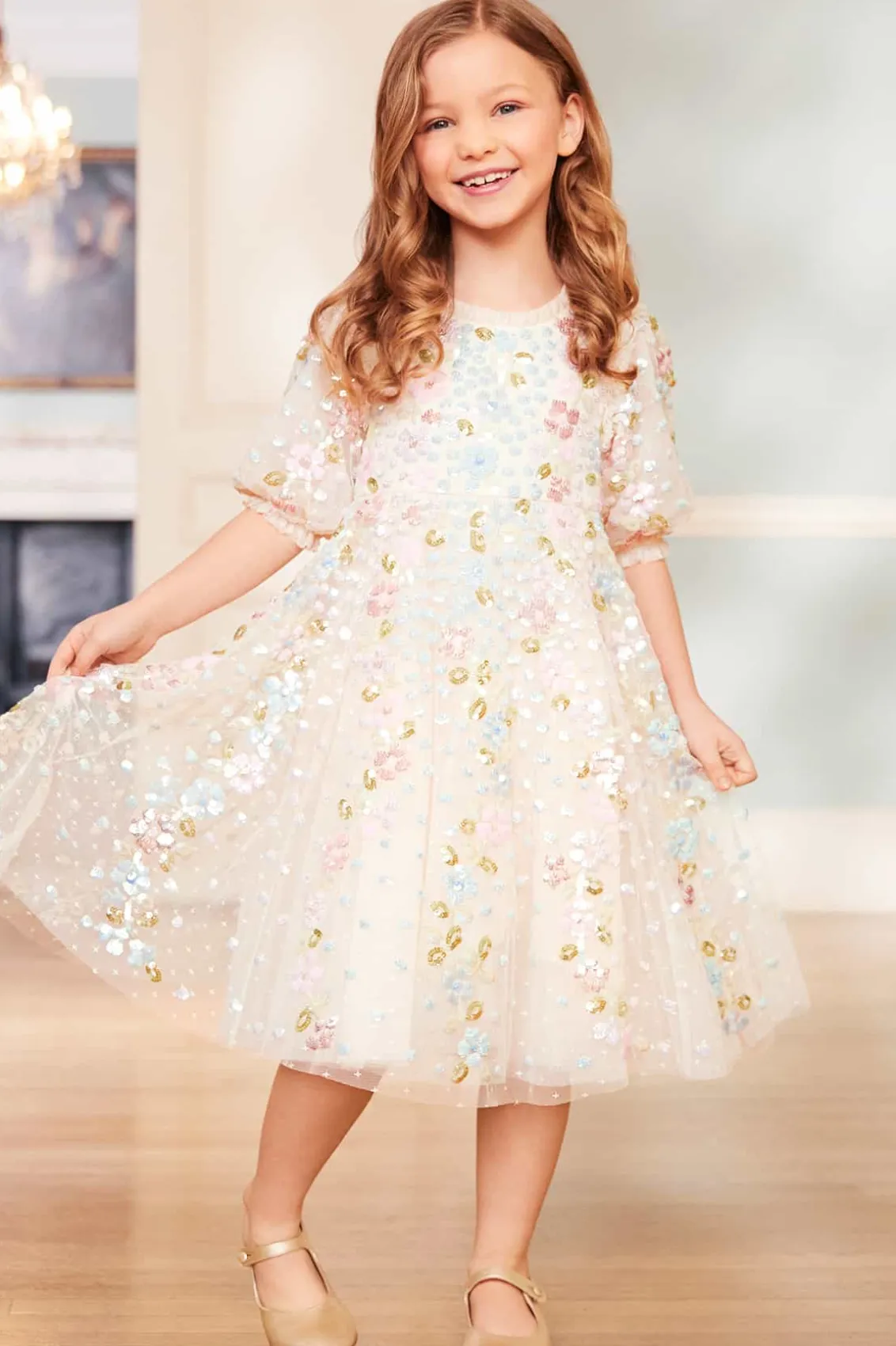 Mummy & Me | Flower Girl^Needle & Thread Confetti Gloss Kids Dress Champagne