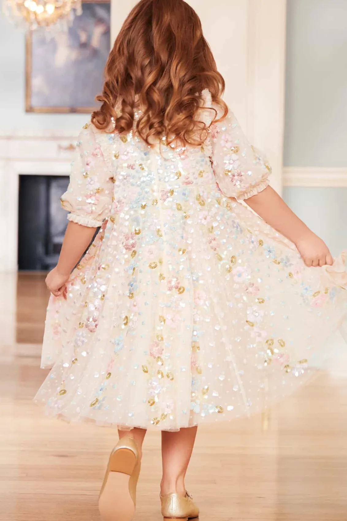 Mummy & Me | Flower Girl^Needle & Thread Confetti Gloss Kids Dress Champagne