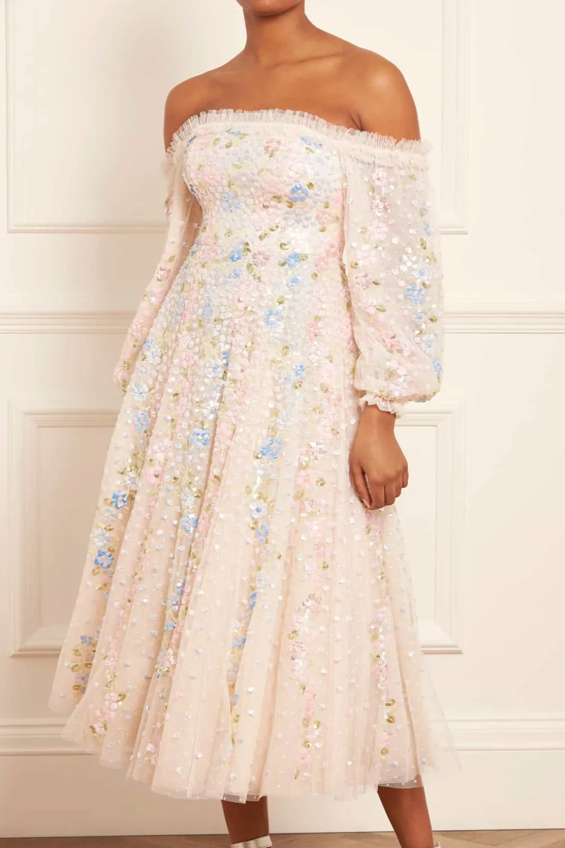 Mummy & Me | Evening Dresses^Needle & Thread Confetti Gloss Off-Shoulder Ballerina Dress Champagne