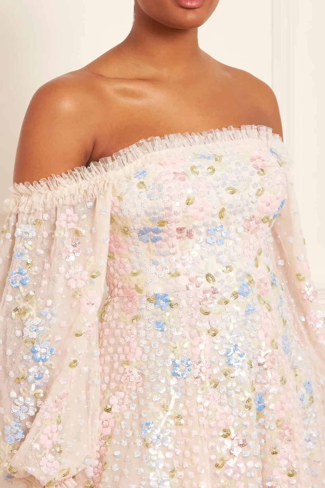 Mummy & Me | Evening Dresses^Needle & Thread Confetti Gloss Off-Shoulder Ballerina Dress Champagne