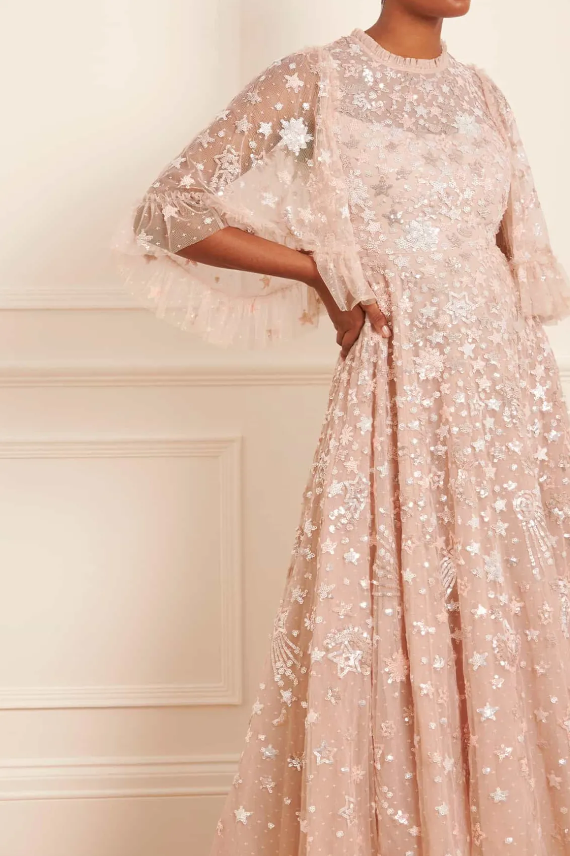 Evening Dresses | Embellished Dresses^Needle & Thread Constellation Gloss Ankle Gown Beige