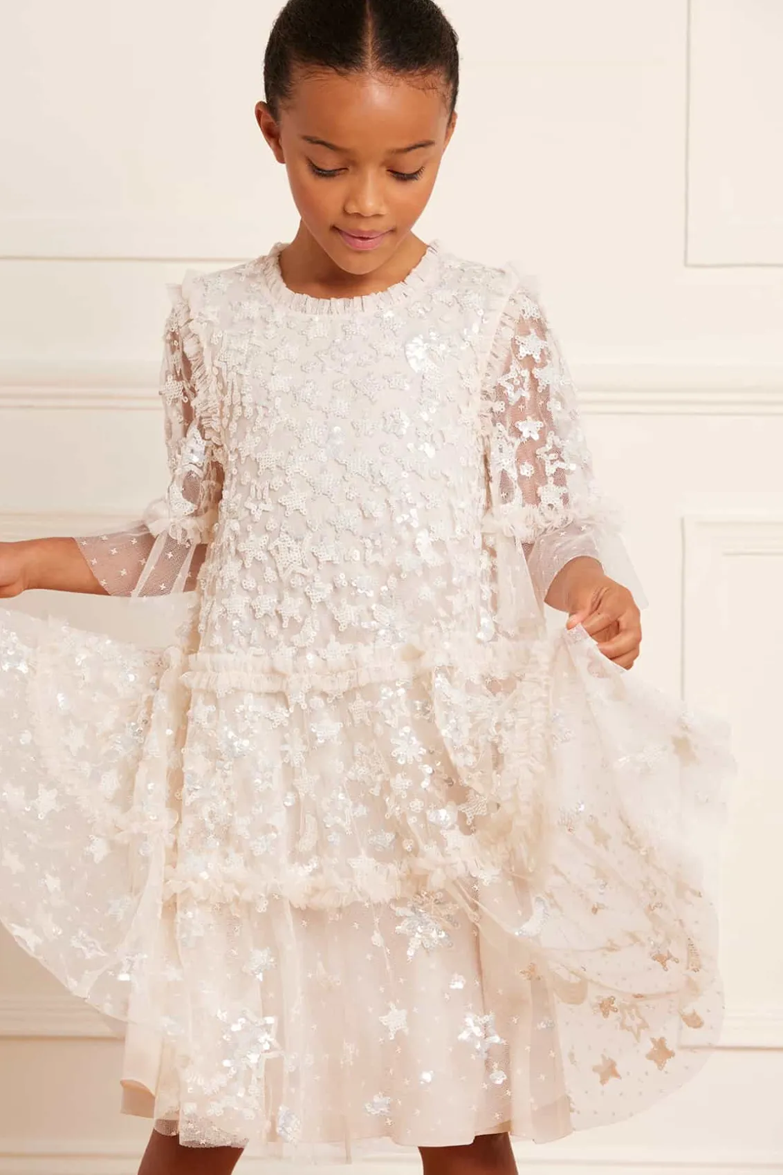 Mummy & Me | Flower Girl^Needle & Thread Constellation Gloss Kids Dress Champagne